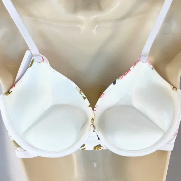 VS Bombshell Inspired Adds 2 Cups Ultimate Pushup Bra 36C White Floral - Picture 2 of 5